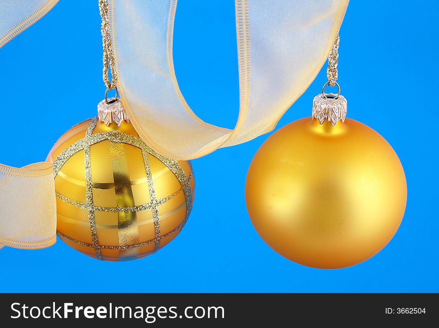 Christmas Balls On A Blue Background