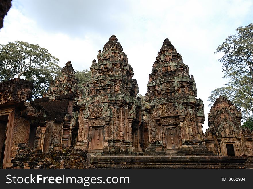 Temple facade, Banteay Srei, Angkor, Cambodia