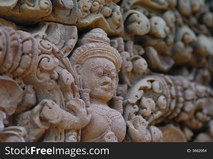 Sculpture in Banteay Srei, Angkor, Cambodia