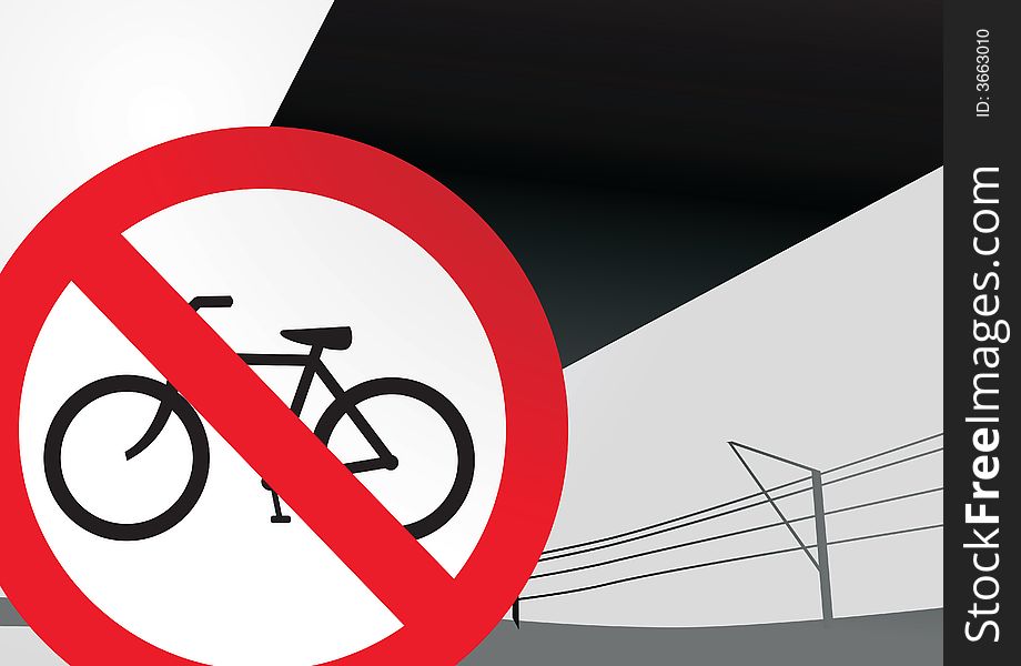 Illustration of sign board showing no cycle  parking