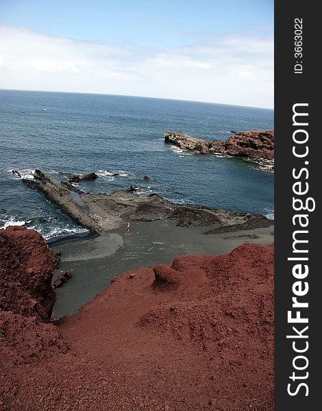 The coast line of a volcanic island. The coast line of a volcanic island