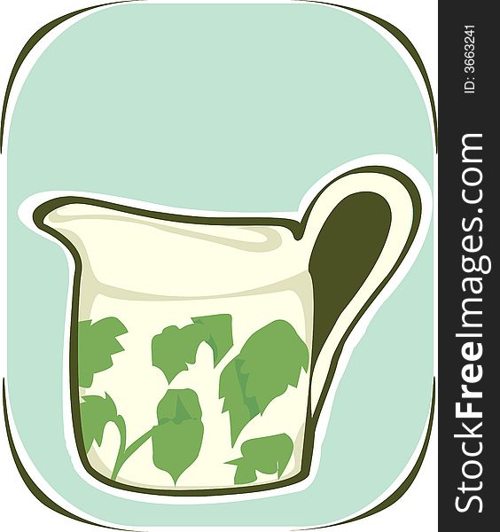 A jug with leaves design on it