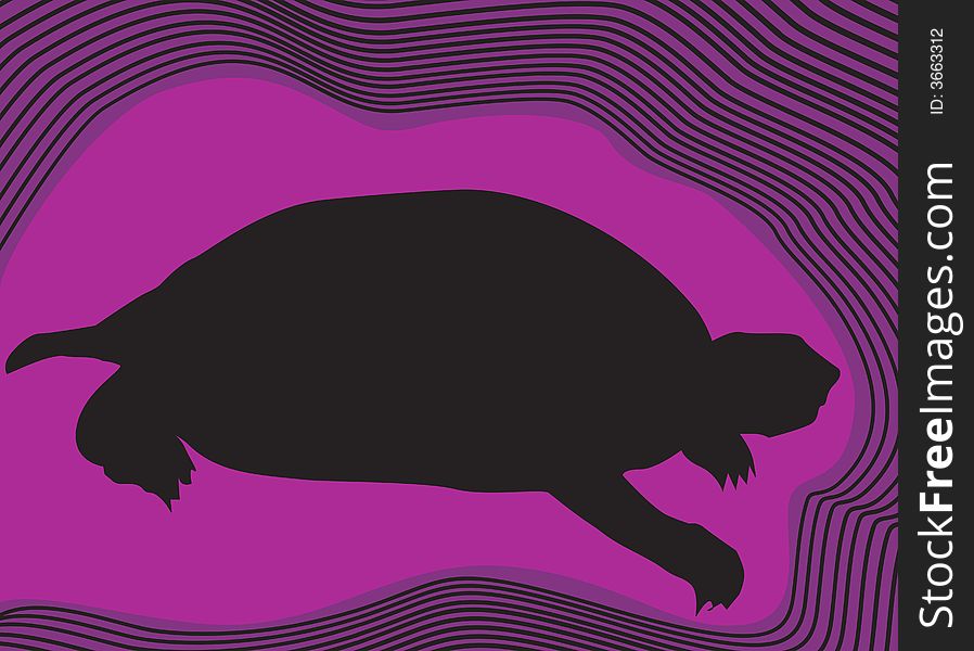 Illustration of Tortoise crawling in violet background