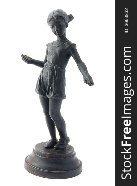 Black iron statuette of young girl