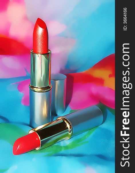 Beautiful glamour composition with two lipsticks. Beautiful glamour composition with two lipsticks