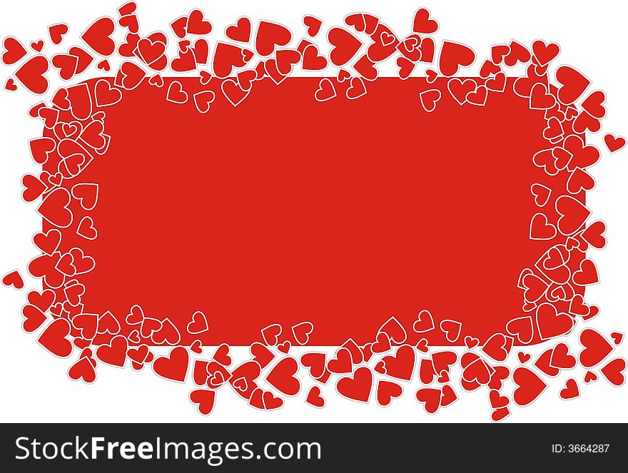 Frame red heart paint art postcard