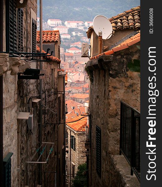 Image that shows a nice view in the old city of Dubrovnik in Croatia. Image that shows a nice view in the old city of Dubrovnik in Croatia.
