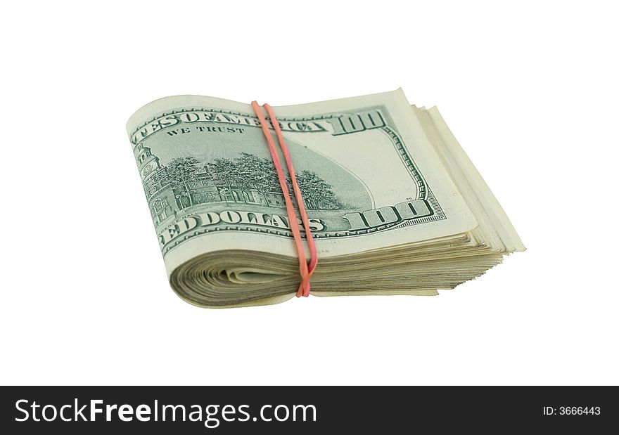 Bale hundred dollar denominations with path. Bale hundred dollar denominations with path
