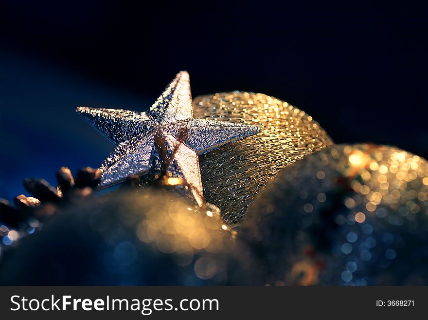 Close up view of sparkling star on the nice background