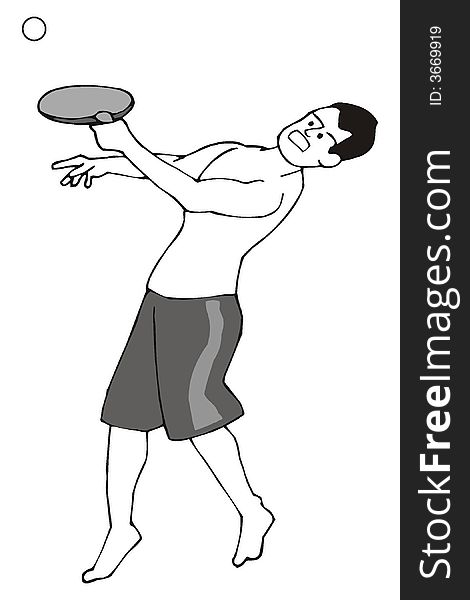 Art illustration: a boy playing racketball