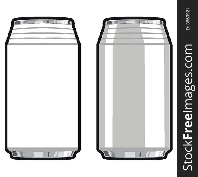 Art illustration in black and white: cans