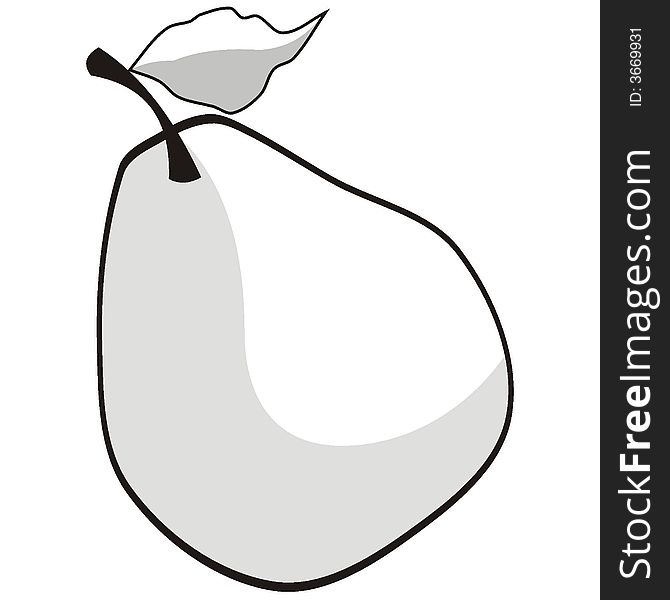 Art illustration in black and white: a pear