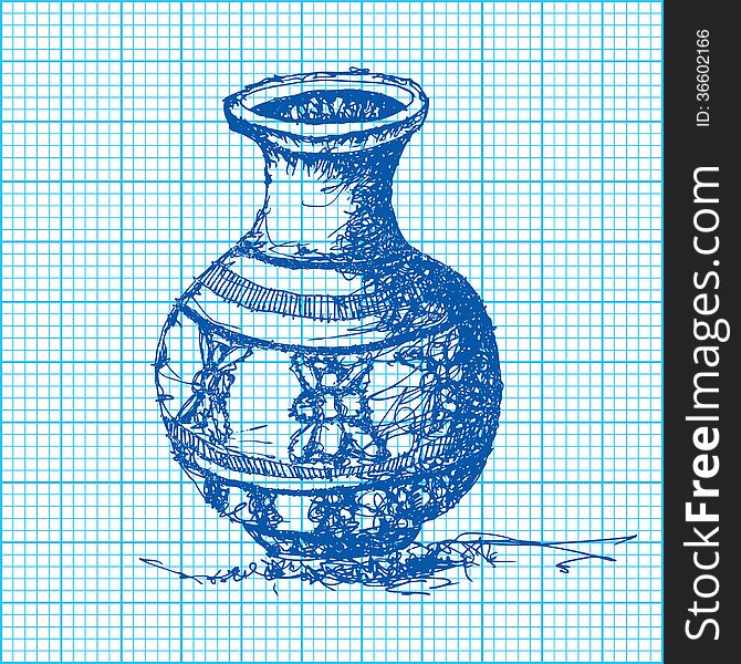 Image of sketch drawing of antique jar vector. Image of sketch drawing of antique jar vector