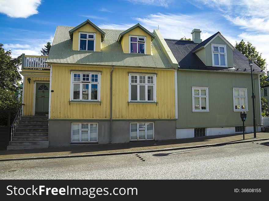 Typical coloured buildings in the Icelandic capital Reykjavik. Typical coloured buildings in the Icelandic capital Reykjavik