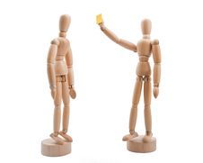 Wooden Referee Shows Yellow Card To Player Stock Photography Wooden Referee Shows Yellow Card To Player Stock Photography