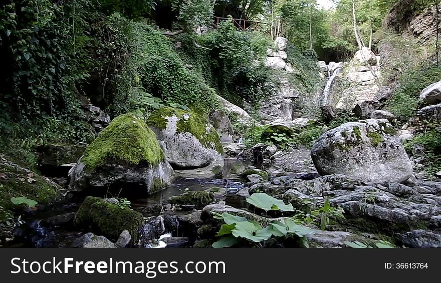 Forest with waterfall near san fele, little town in basilicata in the south of italy