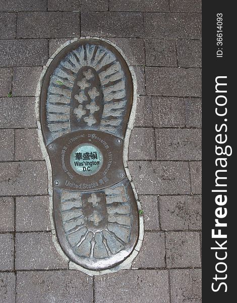 Artwork of a footprint in Washington DC, United States
