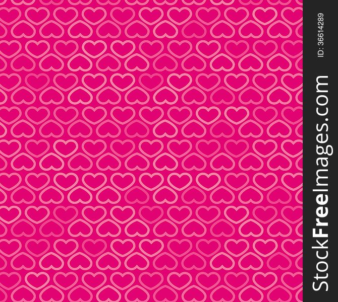 Hearts Contour Pattern in Shades of Pink, vector