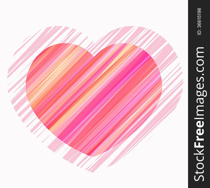 Painted Heart in Shades of Red, Pink, vector