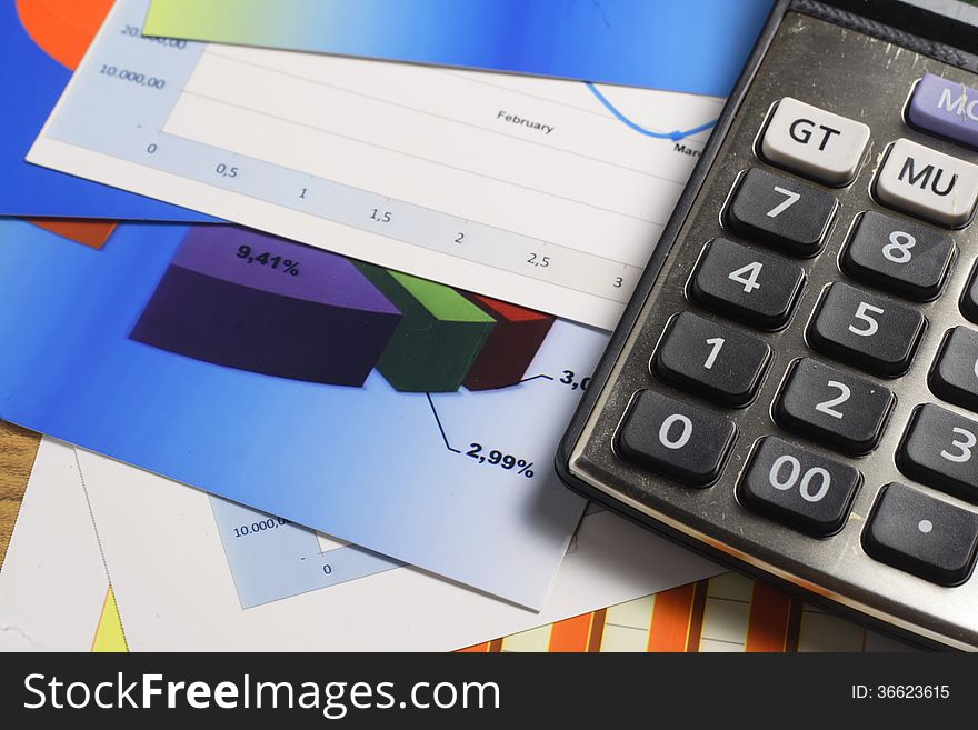 Chart, Calculator & Pen, Accounting and Finance Concept