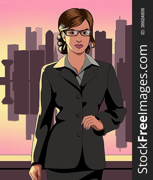 A digital illustration on a female business professional. A digital illustration on a female business professional.