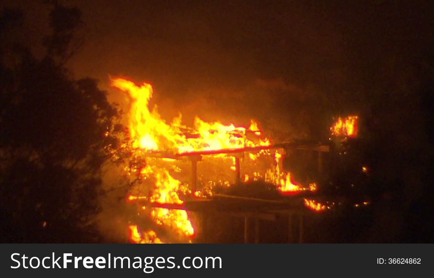 Bushfire at night in the adelaide hills