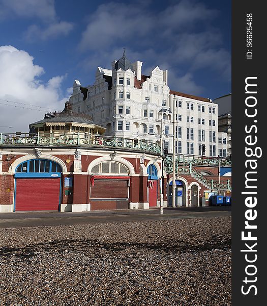 Beachfront shops brighton pebble beach seafront. Beachfront shops brighton pebble beach seafront