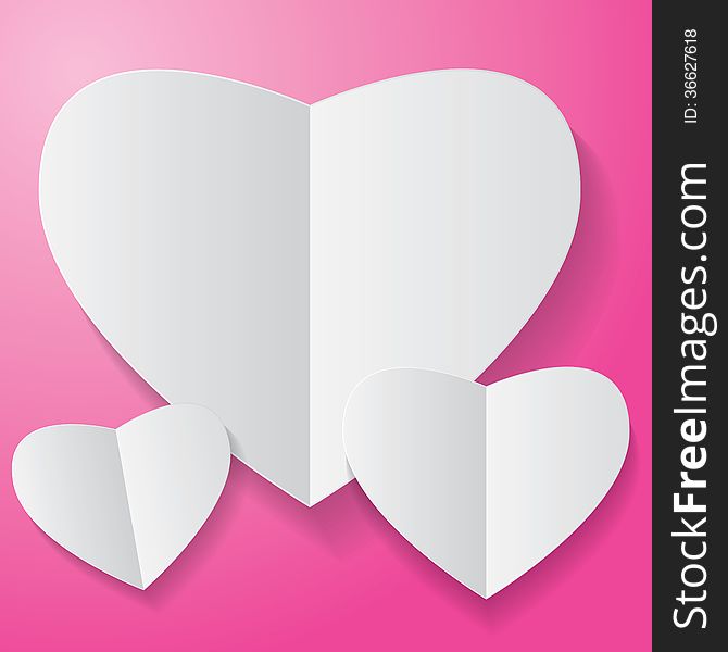 Paper Heart On Pink Background