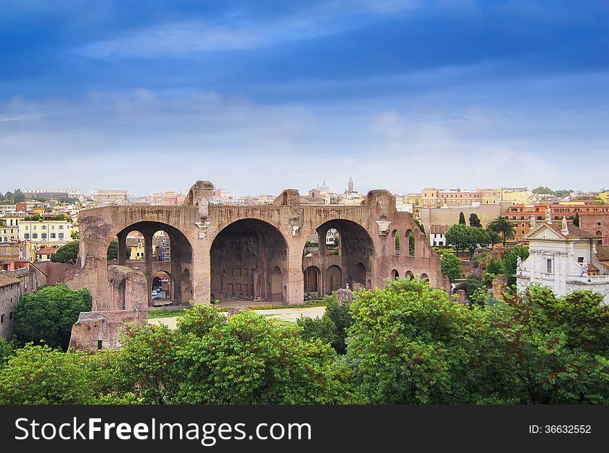 View of Basilica of Maxentius Roman Forum Italy