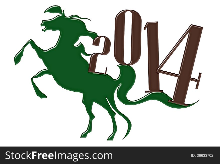 Green horse carrying the new year. Green horse carrying the new year