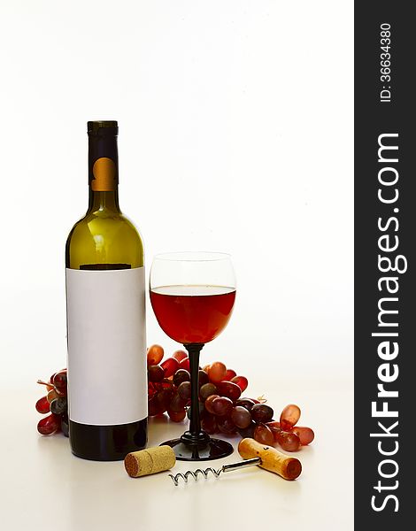 Bottle of wine on a white background