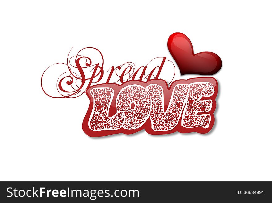 Spread love text in a white background.