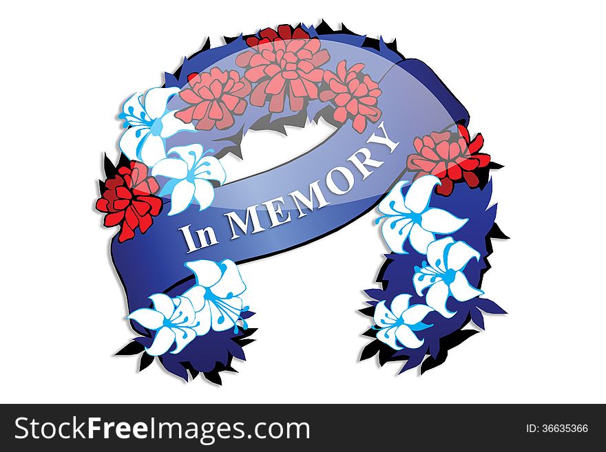 In memory wreath in white background.