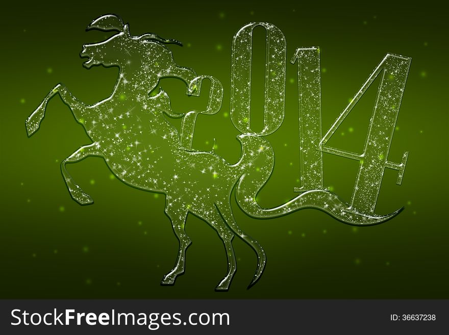 Sparkling Green horse in a green background. Sparkling Green horse in a green background