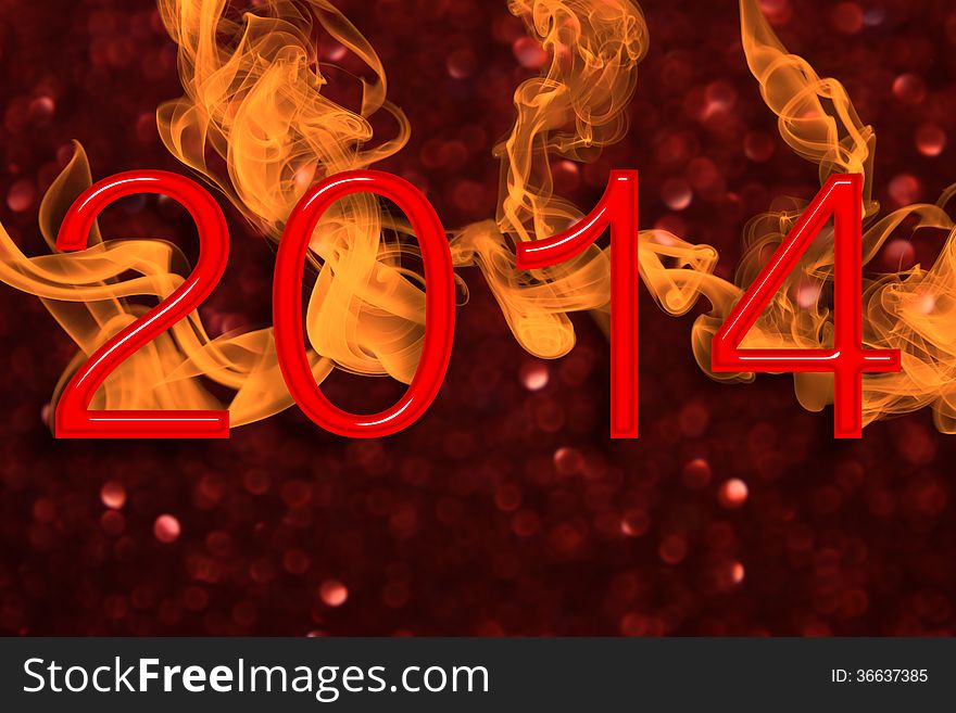 Fiery new year wallpaper in a red background.