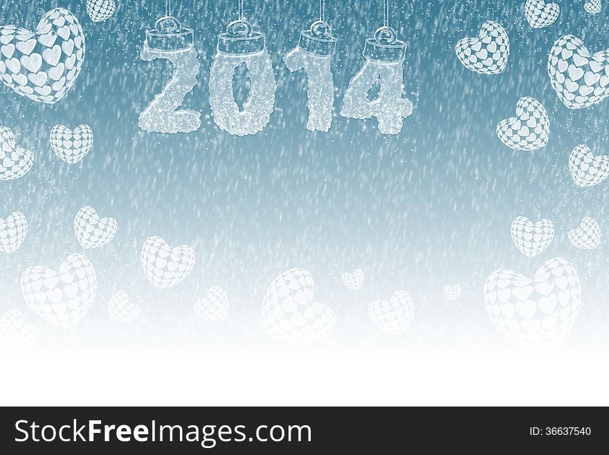 Snowy new year wallpaper in a blue background.