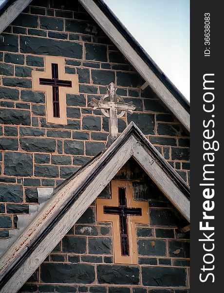 Crosses on a church in country Australia