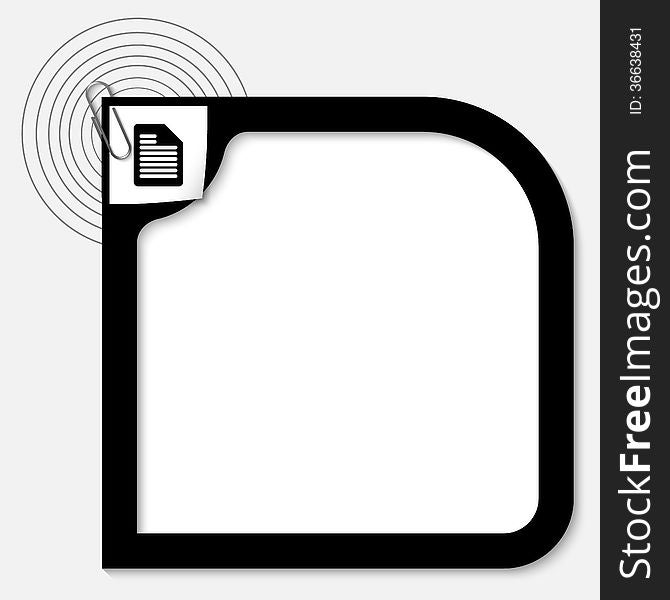 Vector black text box with notes icon and paper clip