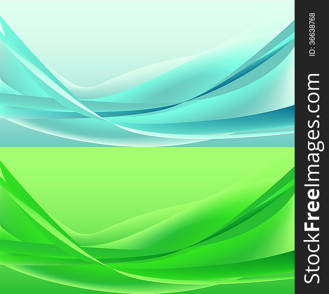 Set of green and blue waves abstract background. Set of green and blue waves abstract background