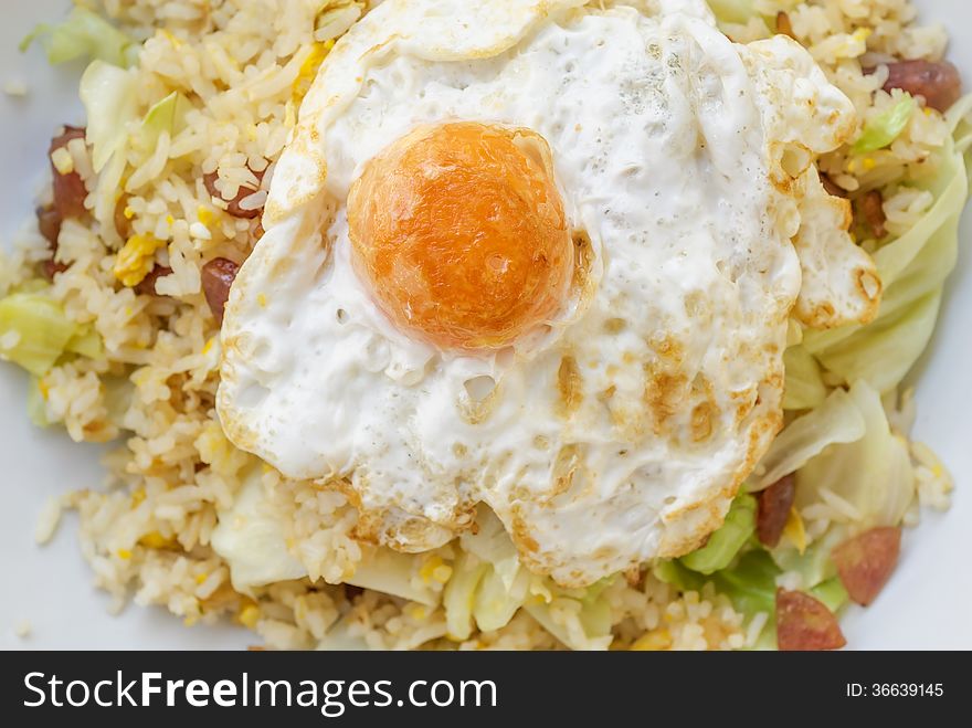 Fried Rice with Chinese Sausage and Egg Yolk. Fried Rice with Chinese Sausage and Egg Yolk