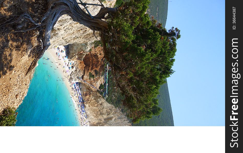 View On Porto Katsiki Beach In Lefkada