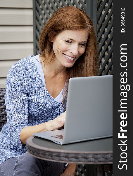 Woman Working Home On Laptop