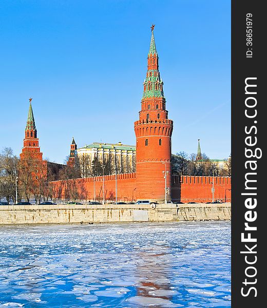 Moscow Kremlin in cold winter
