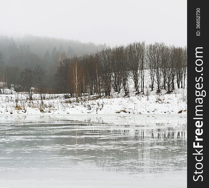 Winter thaw. Moscow region, Russia