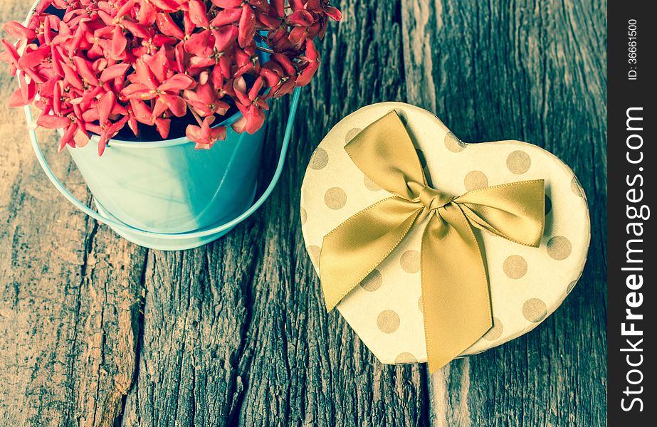 Heart Shaped Gift Box With Flower.