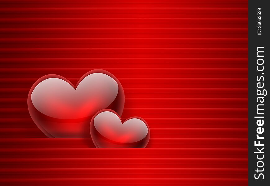 Romantic background with red hearts