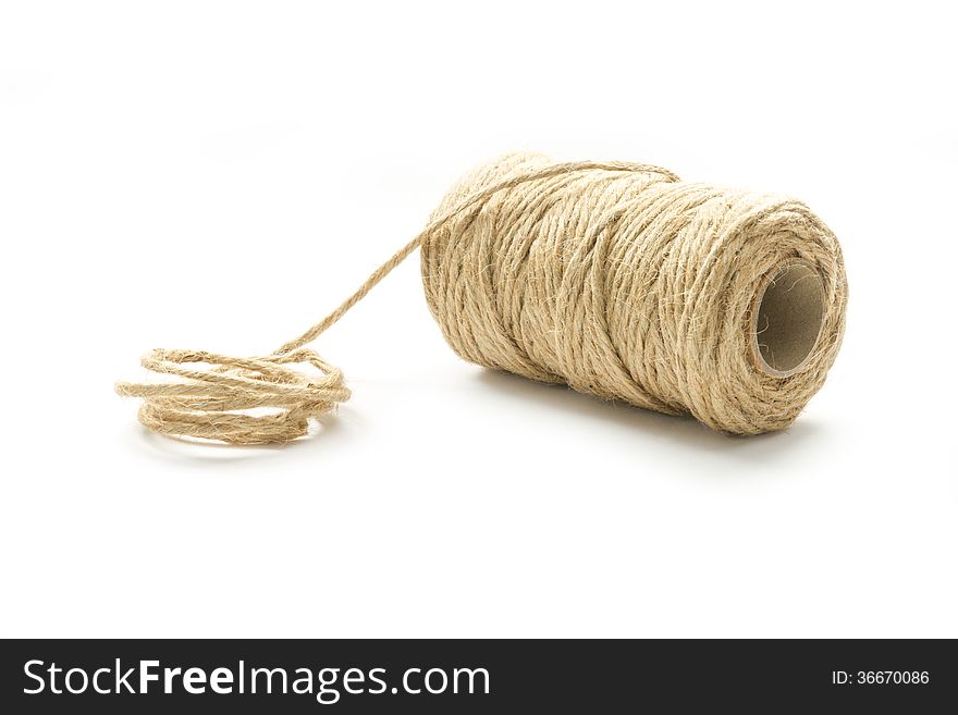 Reel wrapping string isolated on white background