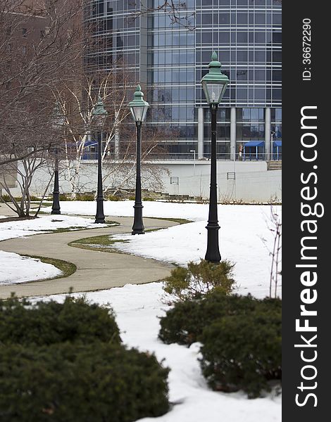 Lamp posts in the winter