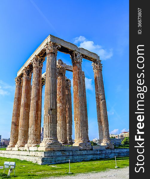 Ruins of ancient temple of Zeus, Athens, Greece