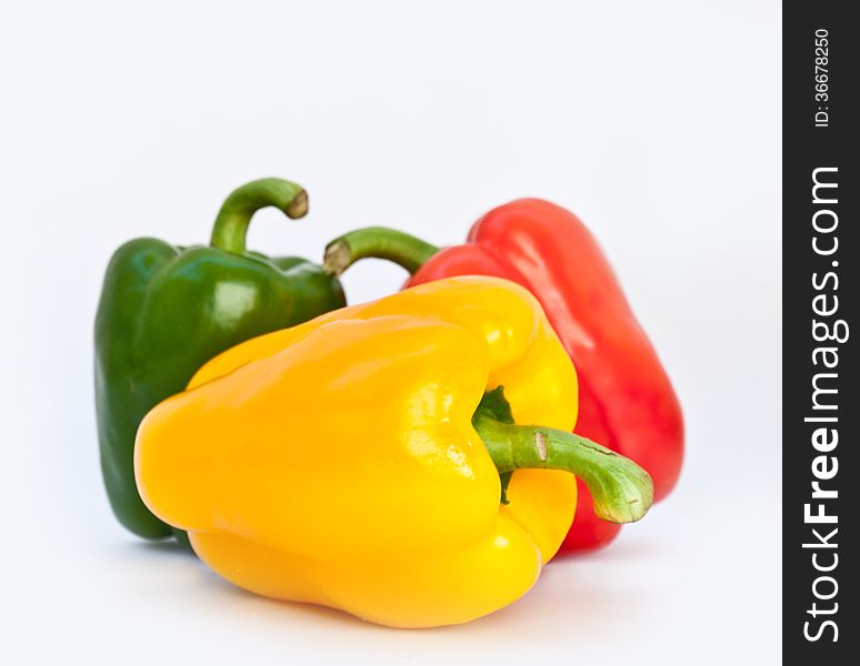 Three pepper on white background. Three pepper on white background
